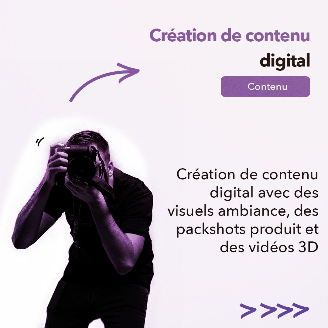 Création de Contenu Digital - Visuels Ambiance + Packshots Produit + Visio 3D